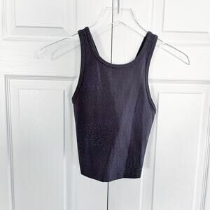 Beyond Yoga Studio Cropped Longline Tank Shadow Grey Textured Athletic Top